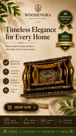 Handcrafted Wooden Serving Tray Set