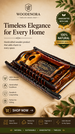 Handcrafted Wooden Serving Tray Set